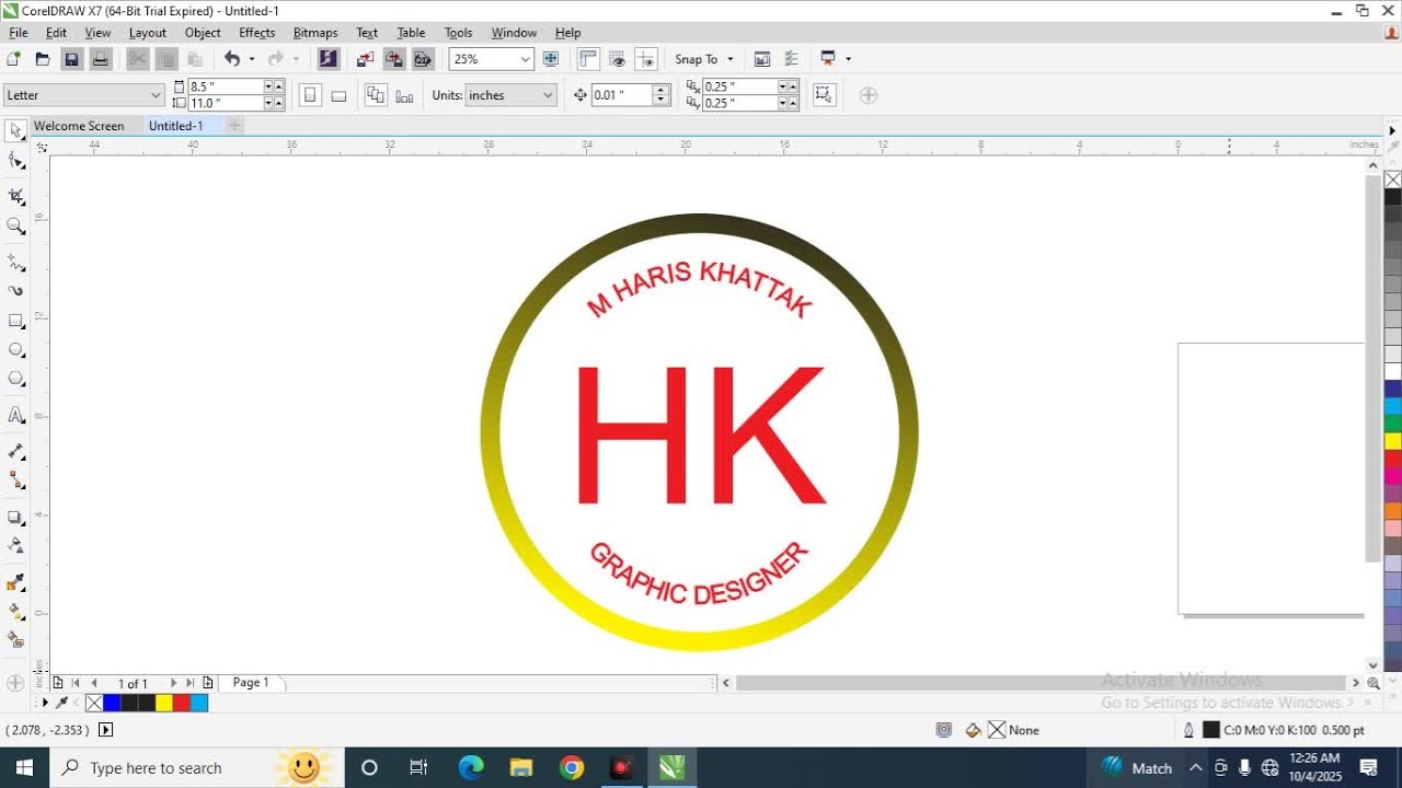 HK Design in corel draw. corel draw tutorial. - YouTube