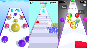Ball Merge 2048 vs Number Merge Run vs Number Ball 3 in one Gameplay Run & Merge