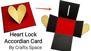 Heart Lock Accordian Card Tutorial | Heart Accordian Card Tutorial | by Crafts Space