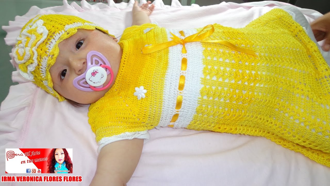 VESTIDO AMARILLO TEJIDO A CROCHET PARA UNA BEBE DE MESES A 1 AÑO. YouTube