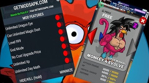 Monkey]: Manok Na Pula Mod Menu Update Version 8.0 Unlimited Money Eyes,Max,Level, No Ads