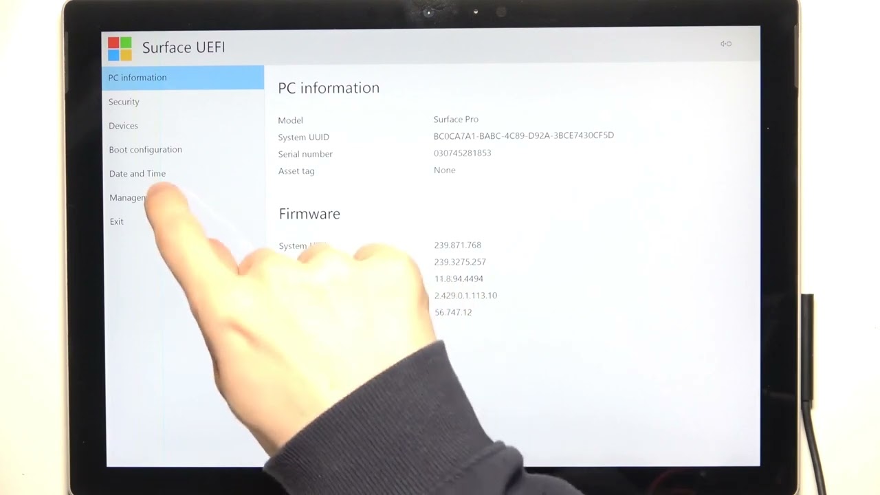 MICROSOFT Surface Pro 5 – Zero Touch UEFI管理の有効化・無効化方法