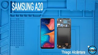 TROCA DE TELA DO SAMSUNG A20 COM ARO.