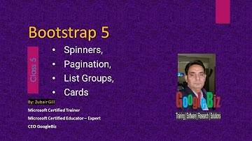 Bootstrap 5, Spinners, Pagination, List Groups, Cards