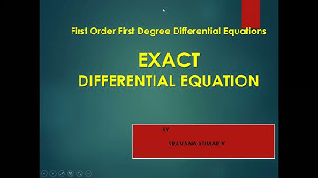 EXACT DIFFERENTIAL EQUATIONS IN TELUGU FIRST ORDER DE