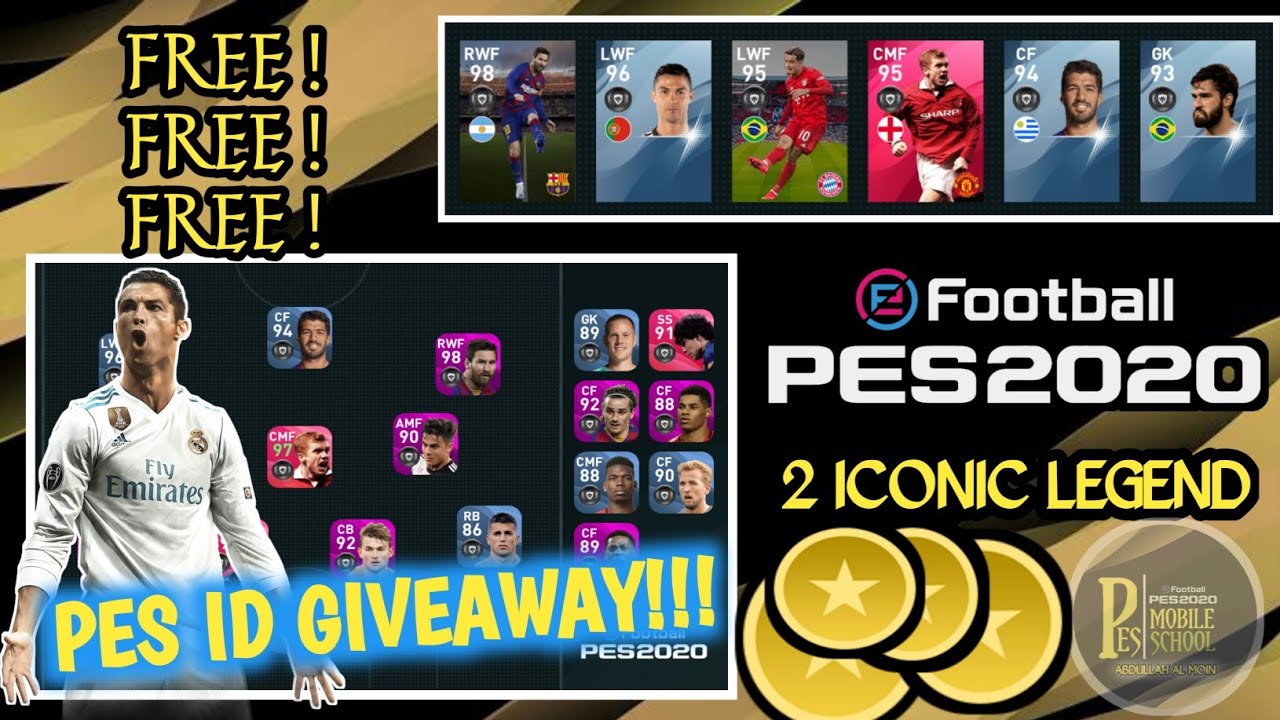 PES ID GIVEAWAY  ! 3 ICONIC LEGENDs . PES MOBILE SCHOOL @TECHTIPSDROID