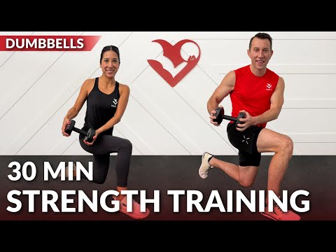 30 Min Strength Training at Home Full Body Dumbbell Workout for Women & Men with Weights