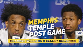 Memphis vs Temple Post Game: DeAndre Williams & Elijah McCadden