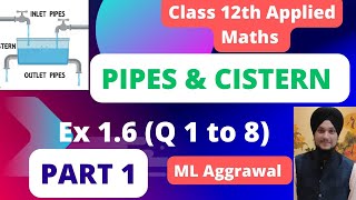Pipes &amp; Cistern Class 12th Applied Maths | Ex- 1.6(Q 1 to 8) ML Aggrawal#class12@idsmaths