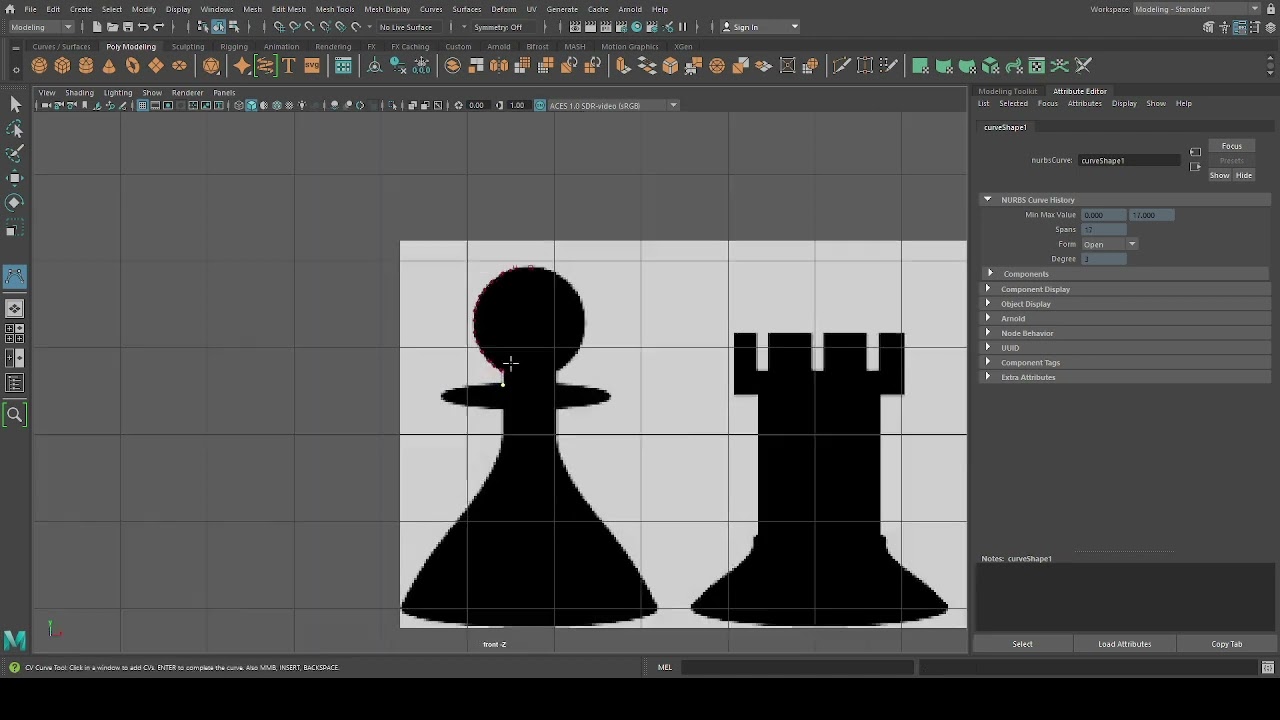 Maya: modelling a pawn