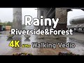 Walking in the Rain. Riverside&Forest, Ttukseom Han River Park to Seoul Forest 4K ASMR