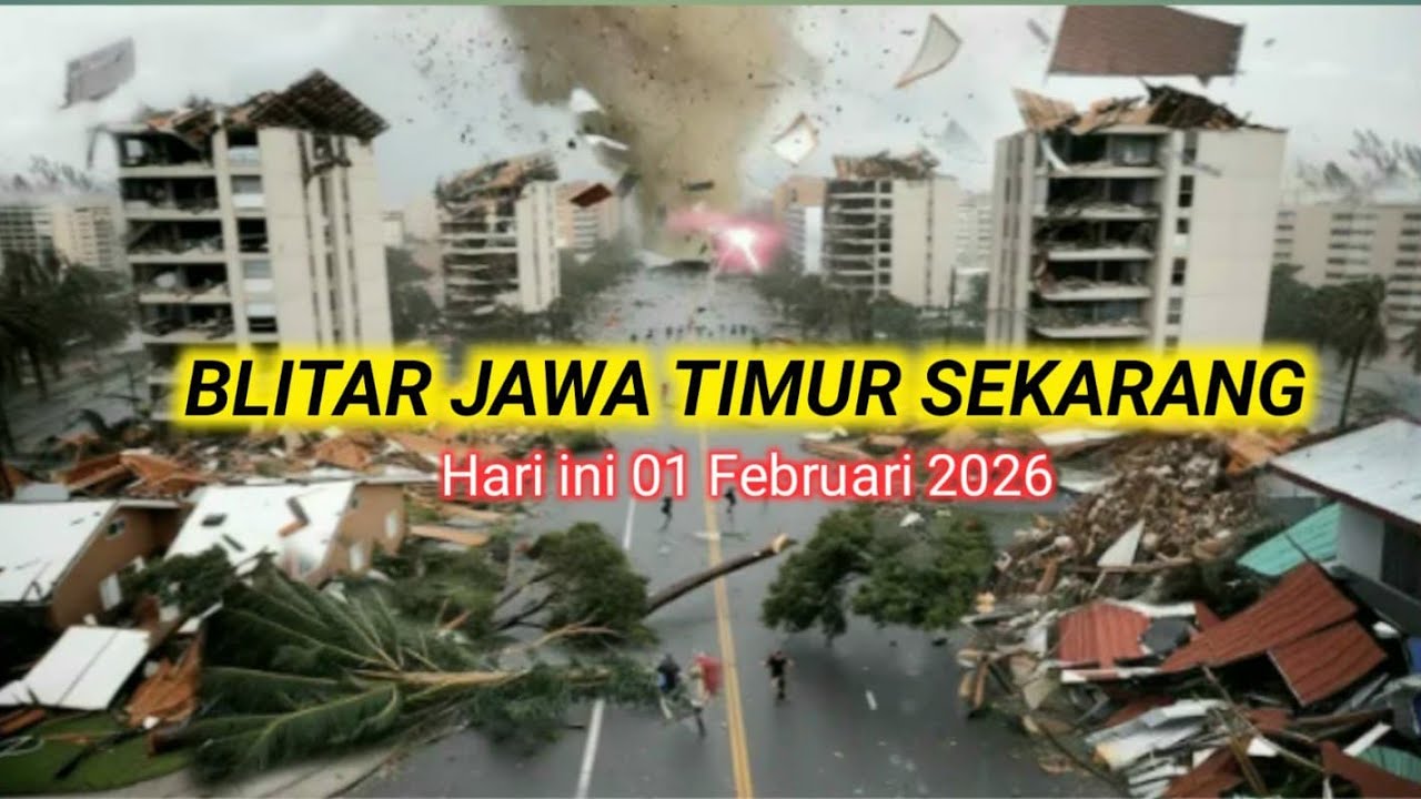 TORNADO NGAMUK DI BLITAR JAWA TIMUR, RUMAH PADA AMBRUK