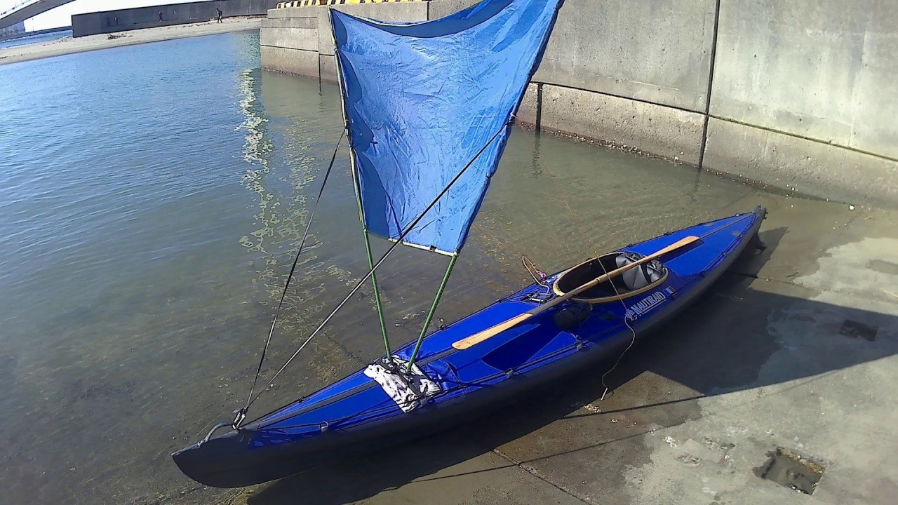 DIY Kayak Sail 3 手作りセイルとカヤック - YouTube