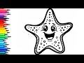 Easy Starfish Drawing Tutorial | How to Draw and Color a Cute Starfish for Kids ⭐🌊