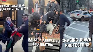 NYPD Clowns BRUTALIZE And FALSLEY Arrest Pro-Palestine Protestors