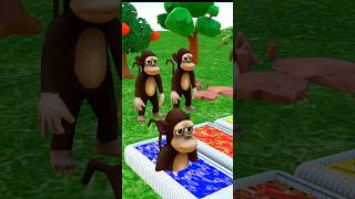 🐒 Monkey Jump in Water Tank! 💦😱 | Crazy Animal Jump #Shorts #3danimation #animals #funny #trending
