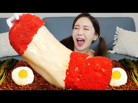 [Mukbang ASMR] Giant Hot Cheetos Cheese Stick 🧀 Jjapaghetti green onion kimchi Eatingshow Ssoyoung