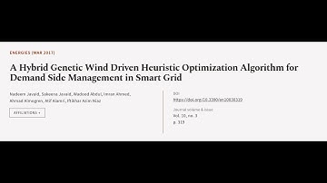 A Hybrid Genetic Wind Driven Heuristic Optimization Algorithm for Demand Side Managem... | RTCL.TV