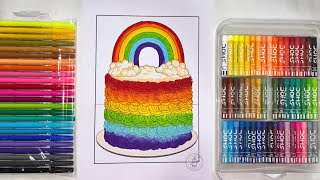 Rainbow Cake Coloring Page 🌈🎂 Fun Kids Coloring Art | Bright Rainbow colouring for Children