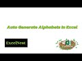 Auto Generate Alphabets In Excel @MicrosoftExcelacademy7
