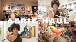 aerie shop with me + try on haul | cozy spring outfits