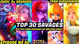 Mobile Legends TOP 30 SAVAGE Moments Episode 50- FULL HD