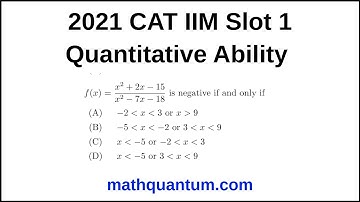 Question 02 2021 CAT IIM Quantitative Ability Slot 1 f(x) = x^2 + 2x − 15 is negative if and