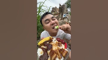 Ra vườn ăn cơm nhổ được củ khoai lang #triphuyen #mukbang #food