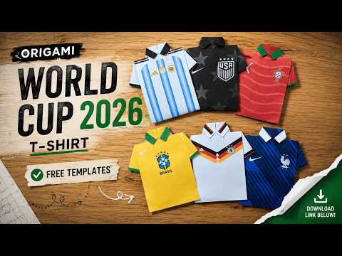 Origami Soccer Jersey with FIFA World Cup 2026 Teams | Easy Origami T-Shirt Free Printable Templates