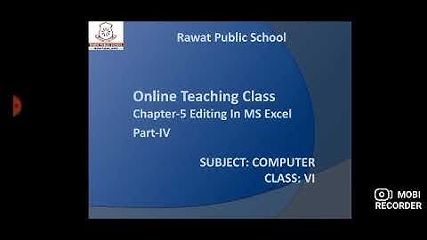 Computer I Class 6  I Ch-5 Editing in MS Excel I Part 4