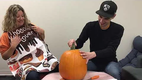 Amy and Producer Jay CARVE A PUMPKIN!