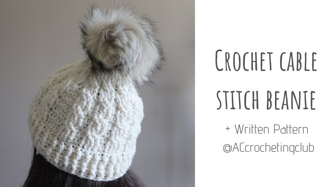 EASY 1 Hour Crochet Cable Stitch Beanie DIY + Pattern YouTube