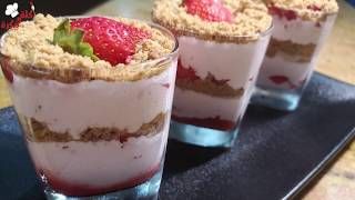 حضري اجمل تحلية الفراولة بمكونات موجودة ببيتك جربوها ودعولي ️strawberry cups