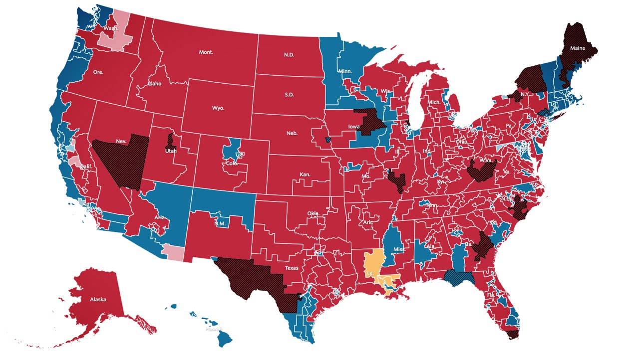 Election results. House of Representatives elections. Red and Blue Districts Map USA. Midterm election Celebration. Midterm.