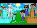 FAMILY ONE BLOCK CASTLE WAR CHALLENGE! Minecraft NOOB vs PRO! 100% TROLLING INSIDE 1 BLOCK BATTLE