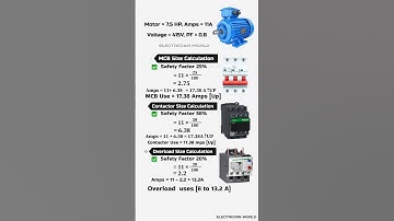 MCB, Contactor, and Relay Size Calculation #shots #shorts #electrical