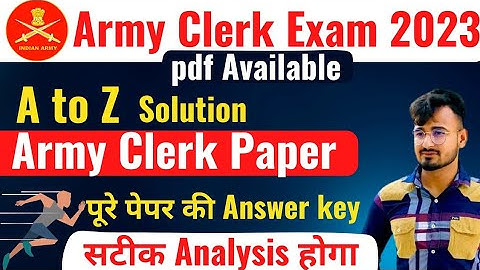 Agniveer Army Clerk Complete Paper Soluion Answer Key Shift 1 2023 |Clerk Complete Paper Answer Key