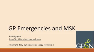2024 Year 4C MSK & Emergency Revision Lecture | GPSN