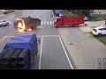 Motorcyclist Miraculously Survives After Truck Explodes In Crash