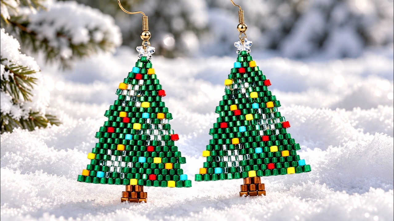Beaded Christmas Earrings Tutorial | Brick Stitch Christmas Tree ...