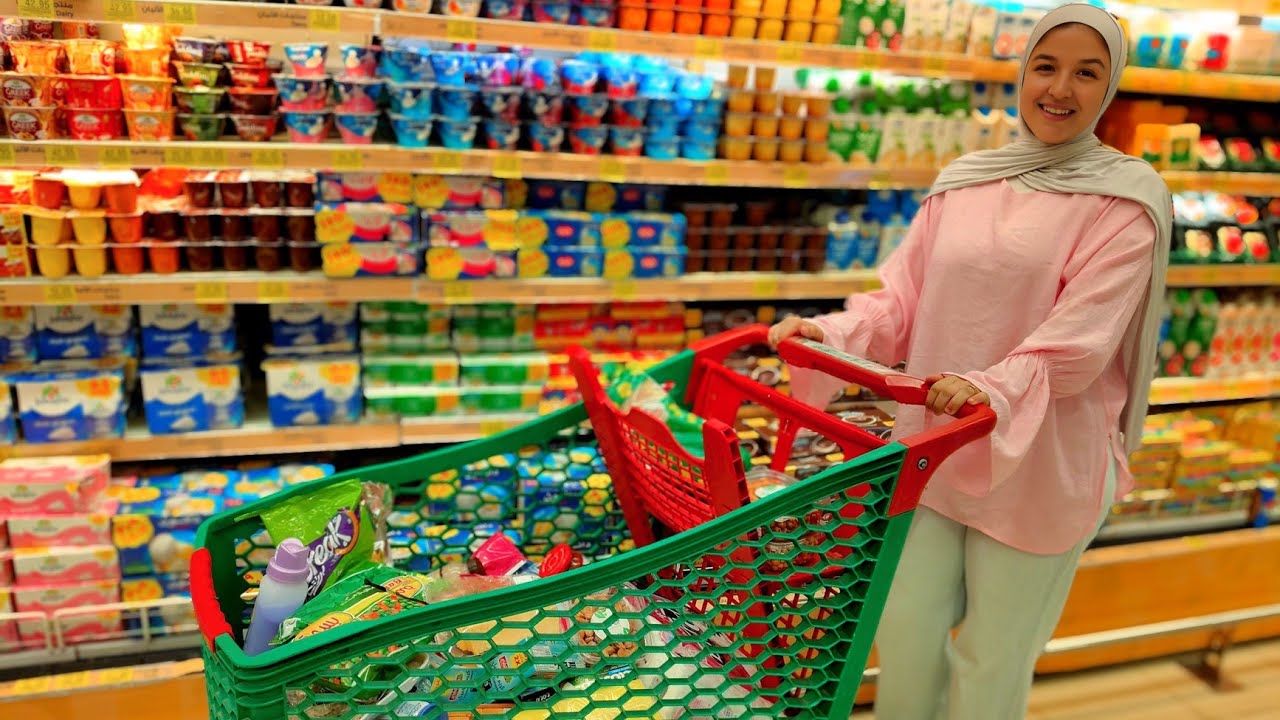 مشتريات شهر 8🛒 بالأسعار والعروض👈وبمبلغ 1500 جنيه بس💸 وبدون ضغط👌مليت بيتى بالخير 🥭🫑