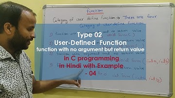 Function with No Arguments and Return Value in C Programming - Hindi 06 | Learn Code | User defined