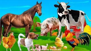 Family Farm Animal Videos: Dog, Pig, Cow, Chicken, Horse  Animal sounds