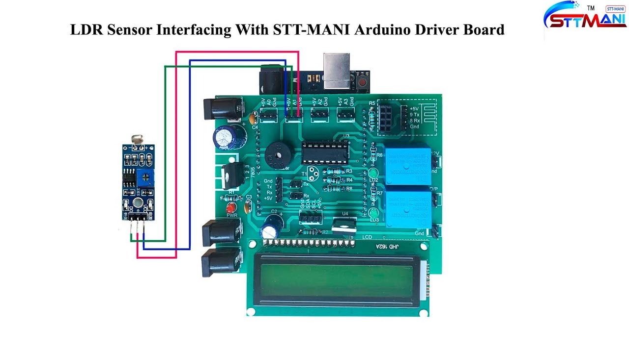LDR SENSOR INTERFACING WITH STT-MANI ARDUINO DRIVER BOARD - YouTube
