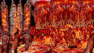 ASMR तली हुई मिर्च, कुकुरमुत्ता حار LPaprika Pedas dan Jamur Enoki Mushroom Hot peppers 버섯 매운고추튀김