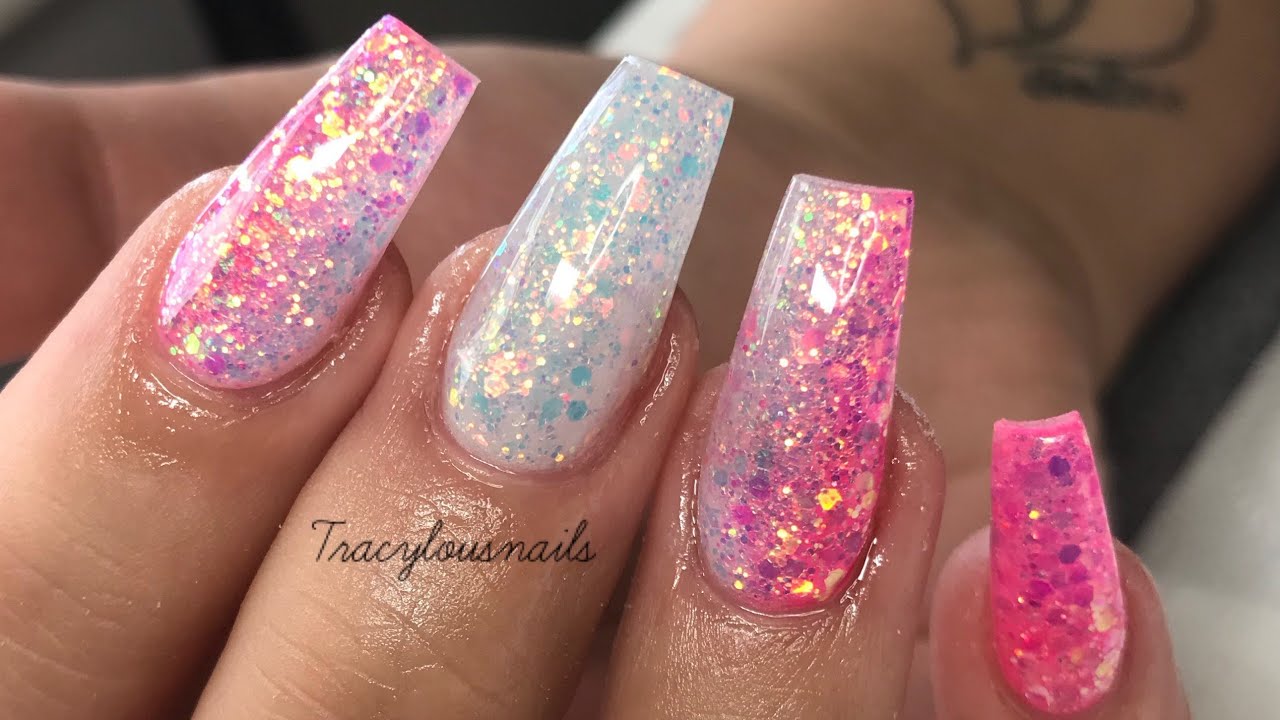 PINK & WHITE NAILS | VERTICAL OMBRÉ | ACRYLIC NAILS - YouTube