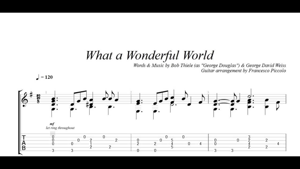 Fingerstyle Guitar - Louis Armstrong - What A Wonderful World G (From Hits Collection Nr.4 ...