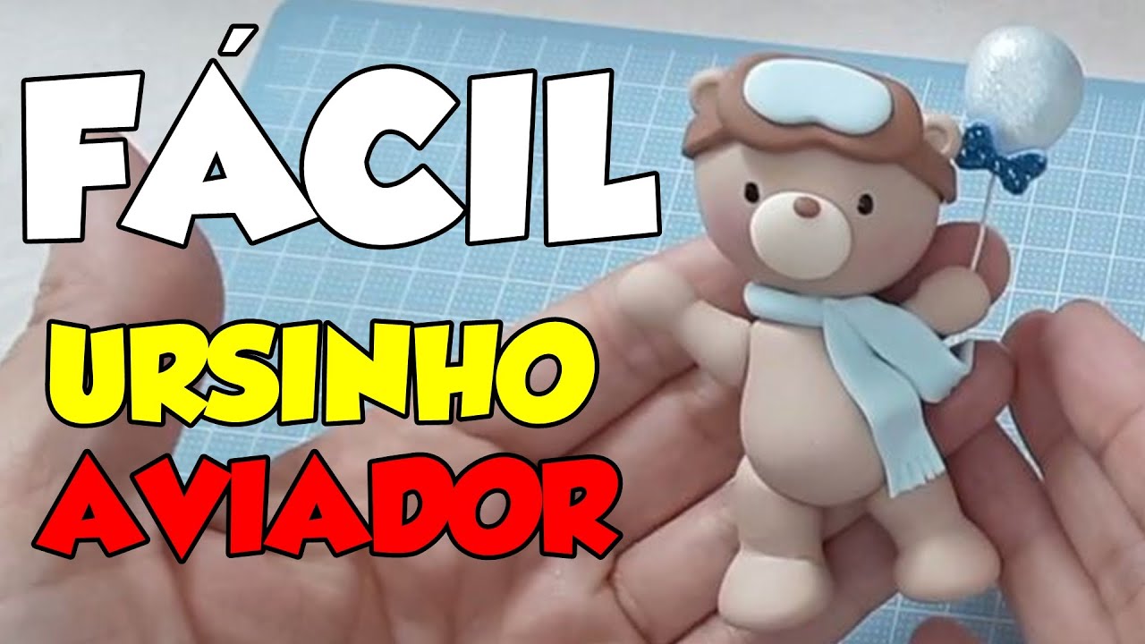 FÁCIL! Lindo ursinho AVIADOR passo a passo de biscuit para iniciante | Biscuit Viviane Meyer