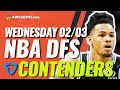 FANDUEL NBA DFS PICKS TODAY | Top 10 ConTENders Wed 2/3 | NBA DFS Simulations