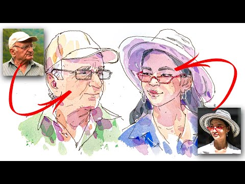 How to Draw Faces Loosely | People Wearing HATS Tutorial